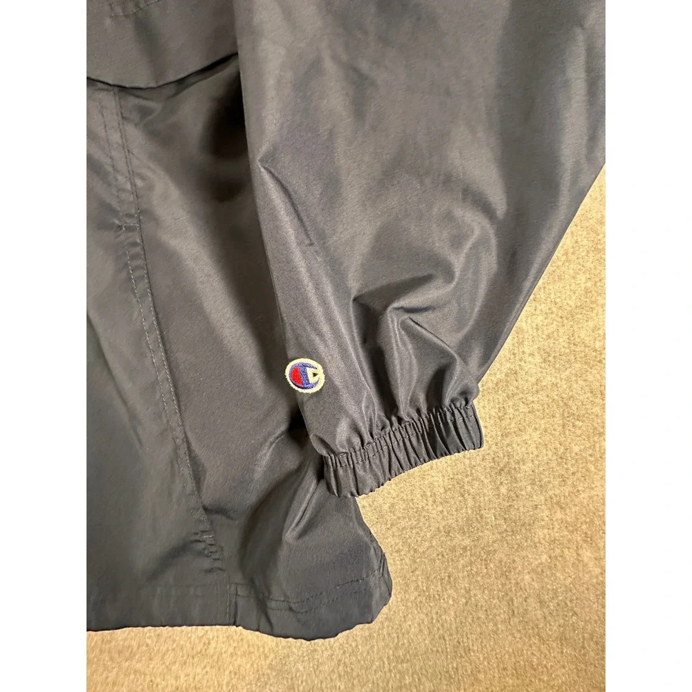 Champion Mens Packable Anorak Windbreaker Jacket Navy Blue Pullover Big C Logo